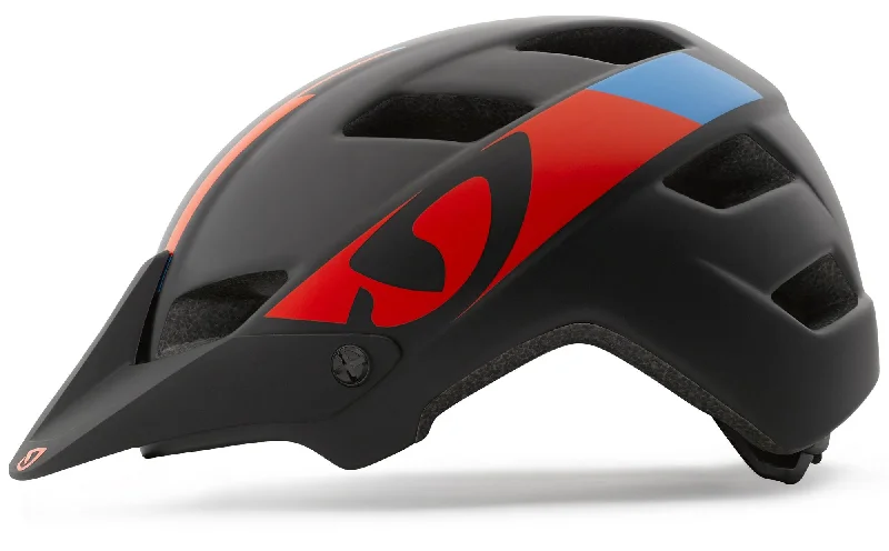 bicycle brake fluid-Giro Feature XC Helmet - Matt Black-Glowing Red-Blue