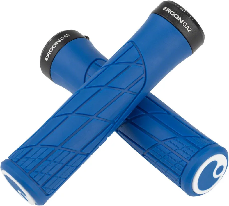 bicycle brake bleed-Ergon GA2 Grips - Midsummer Blue Lock-On