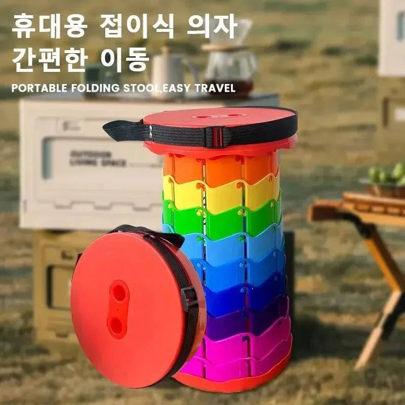 bicycle horn tires-Folding Telescopic Stool Storage Stool Outdoor Travel Folding Stool Adjustable Plastic Fishing Stool Rainbow Telescopic Stool