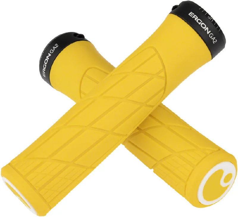 bicycle rim upgrade-Ergon GA2 Grips - Yellow Mellow Lock-On