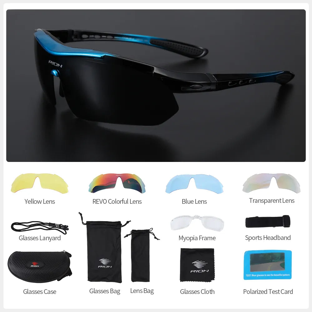 bicycle geometry specs-RION Men Cycling Glasses MTB Road Cycling Eyewear Protection Goggles Outdoor Sports Bicycle Sunglasses with 5 Lens