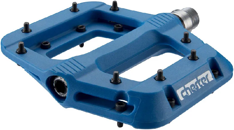 bicycle touring frame-RaceFace Chester Pedals - Platform Composite 9/16"Blue Replaceable Pins