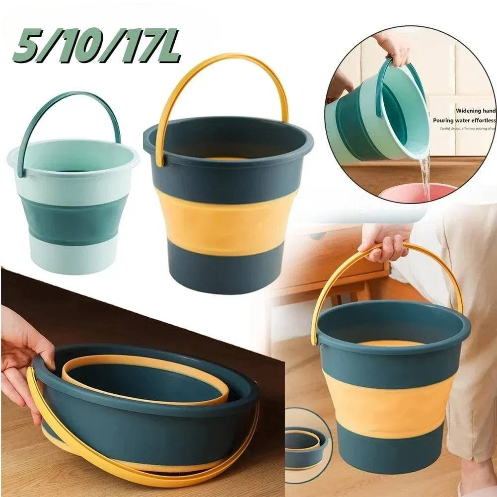 bicycle exercise frame-5/10L Folding Portable Bucket with Cover Car Wash Fishing Bathroom Tool Silicone Bucket Outdoor Camping Household Supplies