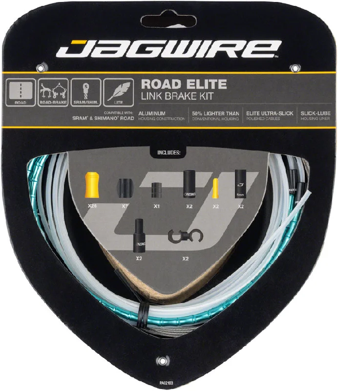 bicycle stand frame-Jagwire Road Elite Link Brake Cable Kit - SRAM/Shimano Ultra-Slick Uncoated Cables Ltd. Celeste