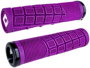 bicycle theft frame-ODI Reflex V2.1 Grips - White/Purple, Lock-On