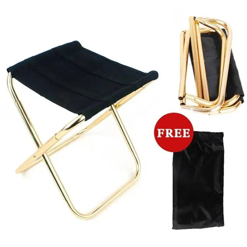 bicycle sharing frame-Outdoor Camping Chair Golden Aluminum Alloy Folding Chair With Bag Stool Seat Fishing Camping