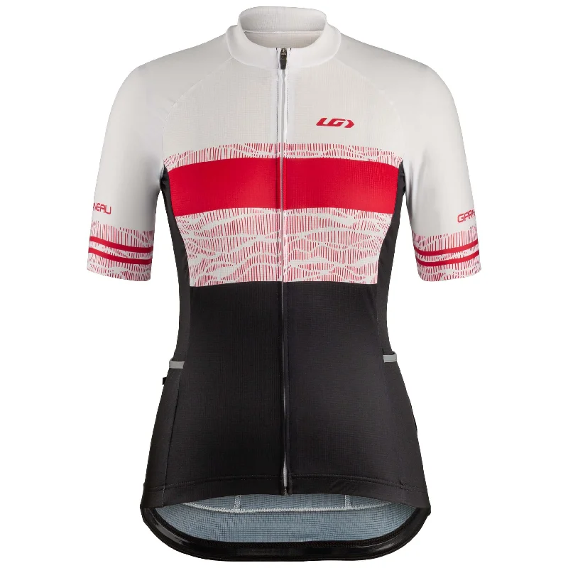 bicycle pad shield-Louis Garneau Premium Short Sleeve Jersey - Womens - Dark Pink Line - 2022