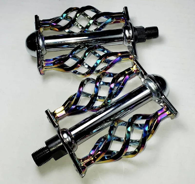 bicycle frame shield-Cage Pedals 1/2" Neo Chrome Lowrider, Beach Cruiser, Chopper Bike