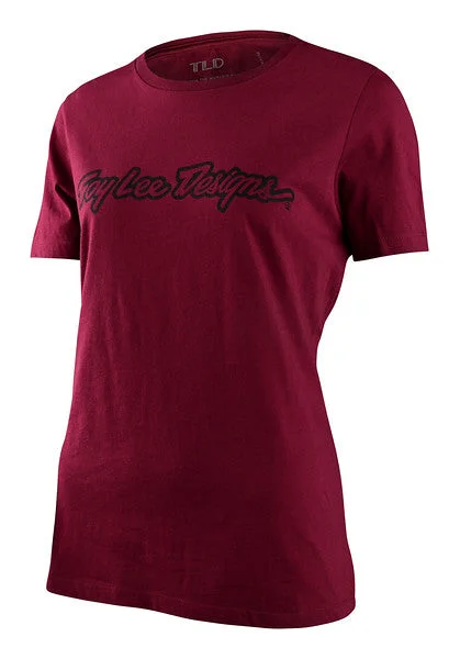 bicycle gear tires-Troy Lee Designs Signature Short Sleeve Tee - Womens - Maroon