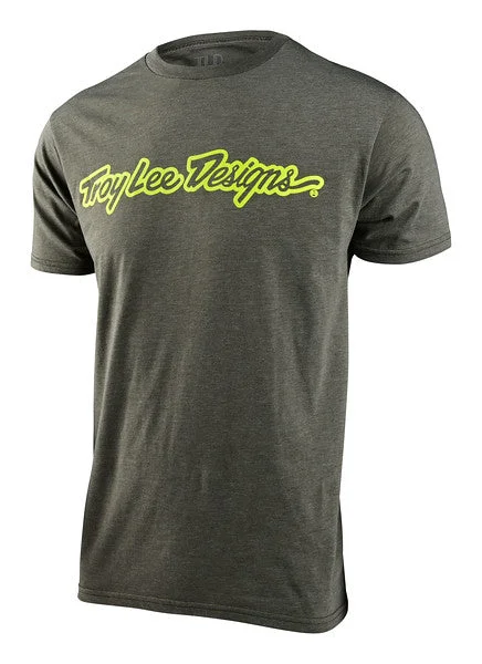 bicycle vintage frame-Troy Lee Designs Signature Short Sleeve Tee - Olive Heather