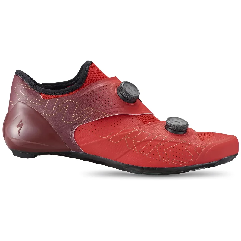 bicycle valve cap-S-Works Ares Road Shoe - Flo Red/Maroon