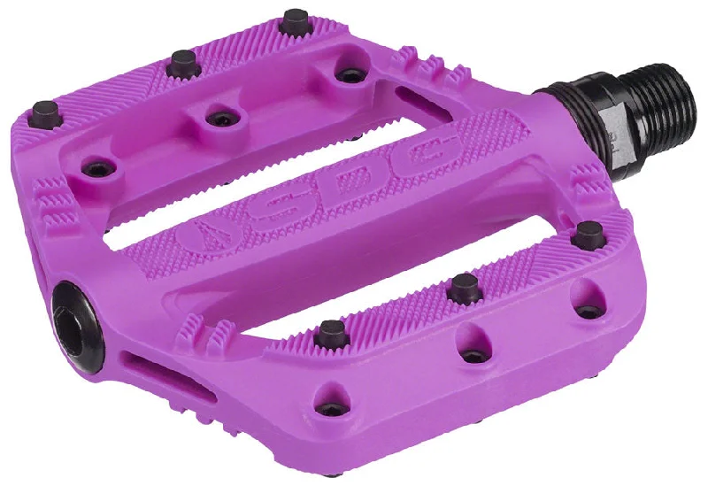 bicycle carbon tires-SDG Components Slater Platform Pedals Body: Nylon Spindle: Cr-Mo 9/16 Purple Pair