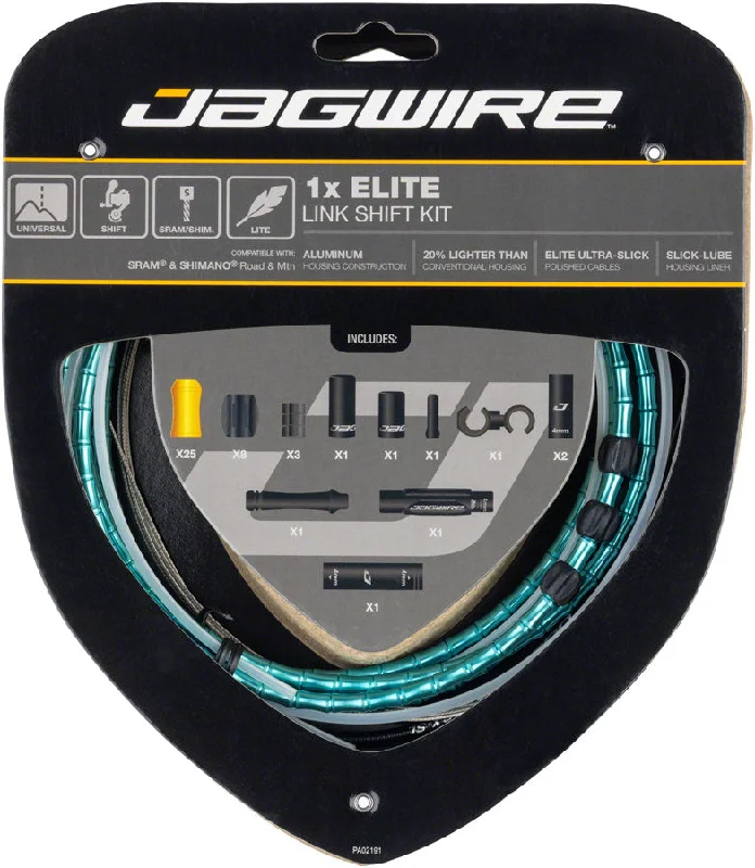 bicycle mountain frame-Jagwire 1x Elite Link Shift Cable Kit - SRAM/Shimano Polished Ultra-Slick Cables Ltd. Celeste