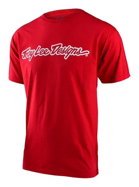 bicycle custom frame-Troy Lee Designs Signature Short Sleeve Tee - Red