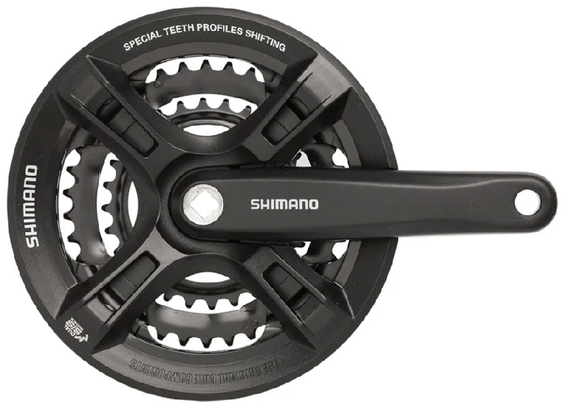 bicycle gravel tires-Shimano Altus FC-M311 Crankset - 175mm 7/8-Speed 48/38/28t Riveted Square Taper JIS Spindle Interface BLK