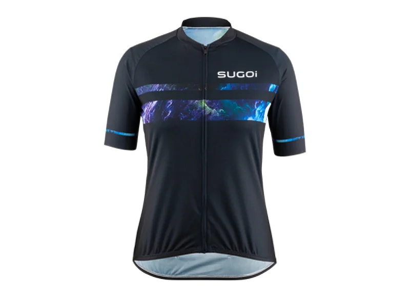 bicycle brake fluid-Sugoi Evolution Zap 2 Short Sleeve Jersey - Womens - Deep Navy-Thunder Sky