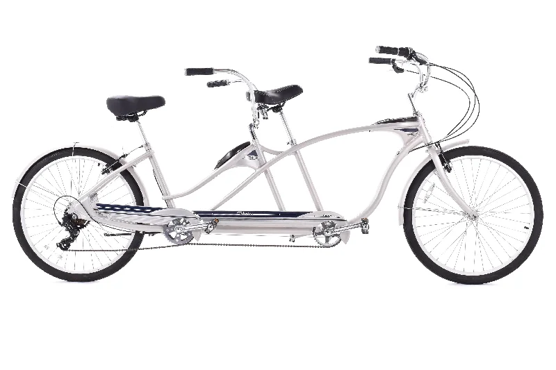 bicycle hybrid frame-NEW DEMO Schwinn Tango Tandem Beach Cruiser 26" Wheels Aluminum Frame Silver