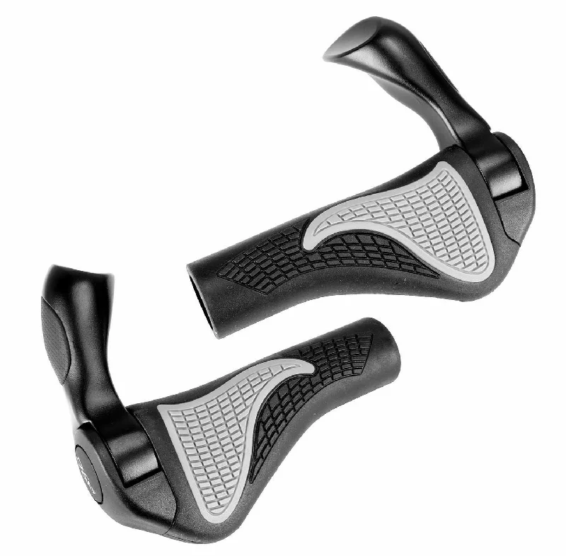 bicycle electric frame-Hafny HF-102 Bicycle Mountain Bike Handlebar Grips with Bar-ends Black-Gray