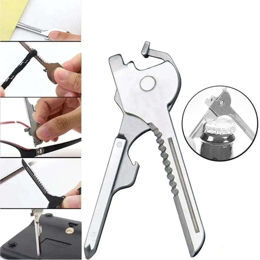 bicycle stem upgrade-1Pc Outdoor Multi-function Key Chain 6 in 1 Folding Knife Bottle Opener Screwdriver Tool EDC Stainless Steel Pocket Accessories