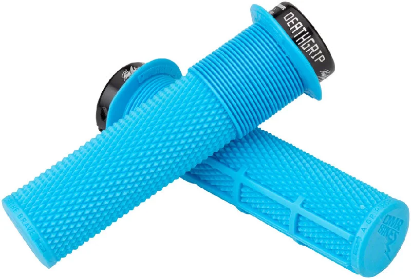 bicycle stunt frame-DMR DeathGrip Flanged Grips - Thick Lock-On Blue