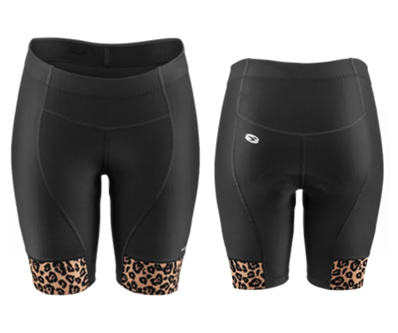 bicycle pad lifespan-Sugoi Evolution Print Lycra Short - Womens - Black-Leopard