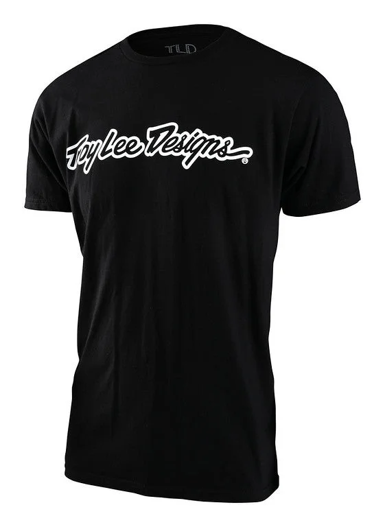 bicycle horn frame-Troy Lee Designs Signature Short Sleeve Tee - Black Heather