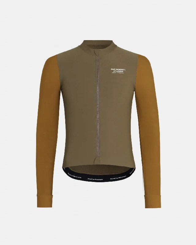 bicycle pad shield-Mechanism Long Sleeve Jersey - Brown Olive