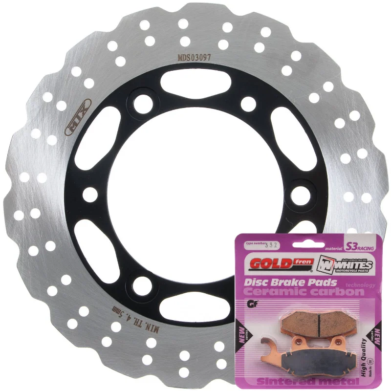 bicycle workshop tires-BRAKE DISC & PAD REAR KIT - KAW EX300 NINJA 13-17 - WAVE