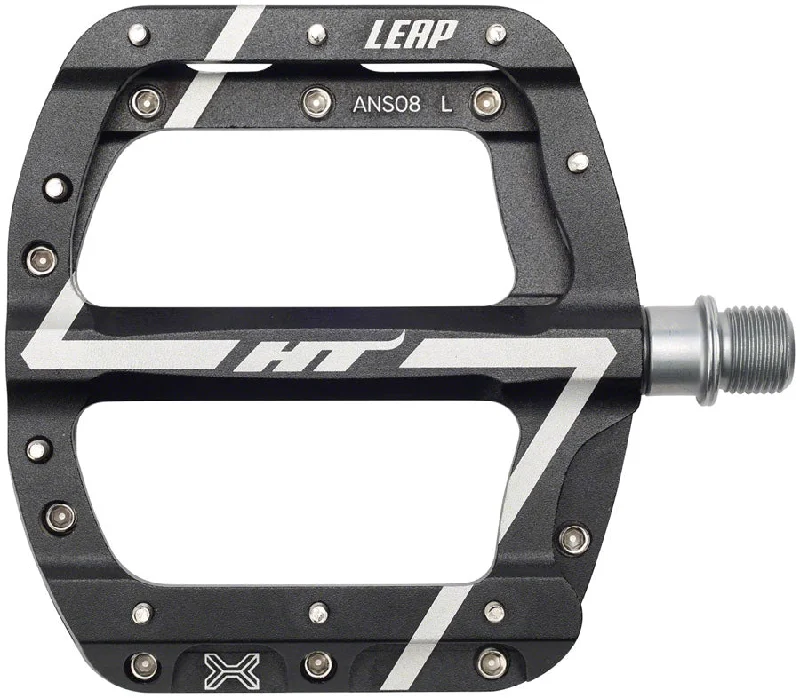 bicycle drivetrain care-HT Components ANS08 Leap Platform Pedals Body: Aluminum Spindle: Cr-Mo 9/16 Black Pair