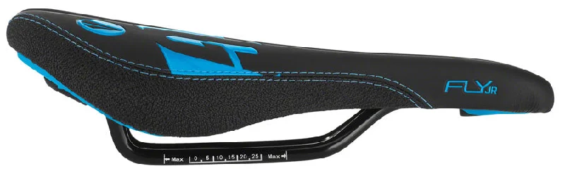 bicycle tire patch-SDG Fly Jr Saddle Steel Rails - Blk/Cyan