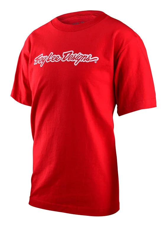 bicycle community tires-Troy Lee Designs Signature Short Sleeve Tee - Youth - Red