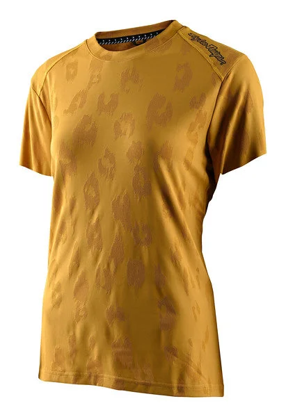 bicycle trail angle-Troy Lee Designs Lilium Short Sleeve MTB Jersey - Womens - Jacquard - Honey