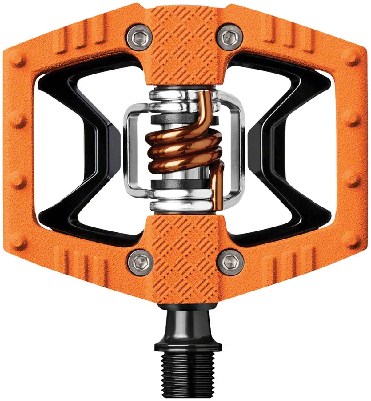 bicycle frame size-Crankbrothers Double Shot 2 Pedals - Single Side Clipless Platform Aluminum 9/16" Orange