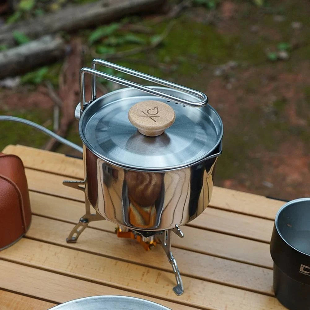 bicycle rust shield-Outdoor Camping Pot Stainless Steel Kettle Portable Mountaineering Trekking Cooking Tool Travel Hiking Cookware Equipment